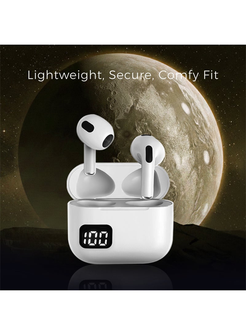 Trands Wireless Earbuds with Smart LED Touch Screen Charging Case, ANC Noise Cancelling Bluetooth 5.3 Headphones, HiFi Deep Bass Earphones for Android, iOS, Laptop- White - Image 5